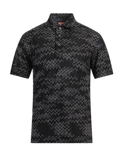 Missoni Man Polo Shirt Black Size 44 Cotton, Viscose