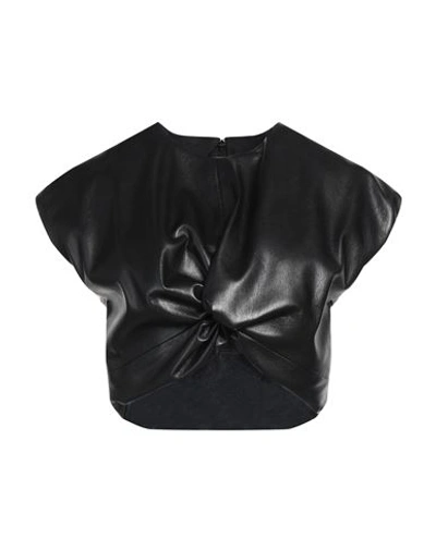 Msgm Woman Top Black Size 8 Polyester