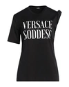 VERSACE VERSACE WOMAN T-SHIRT BLACK SIZE 4 COTTON