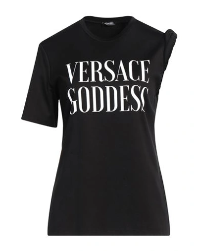 VERSACE VERSACE WOMAN T-SHIRT BLACK SIZE 8 COTTON