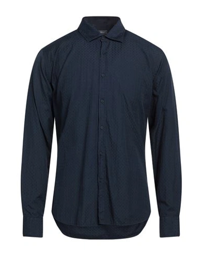 Rossopuro Man Shirt Navy Blue Size 15 ¾ Cotton