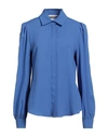 Moschino Woman Shirt Blue Size 10 Acetate, Viscose