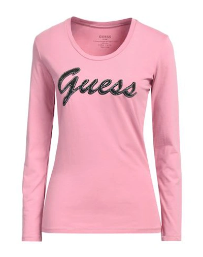 Guess Woman T-shirt Pink Size S Cotton, Elastane