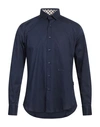 Aquascutum Man Shirt Midnight Blue Size 17 Cotton In Navy Blue