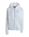 Polo Ralph Lauren Shrunken Fit Fleece Hoodie Woman Sweatshirt White Size L Cotton, Polyester