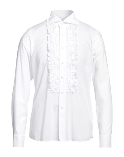 Tagliatore Man Shirt White Size 15 ¾ Cotton, Linen
