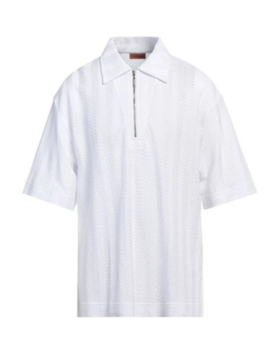 Missoni Man Polo Shirt White Size 40 Cotton, Viscose