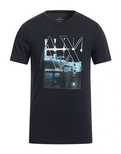 Armani Exchange Man T-shirt Midnight Blue Size M Cotton, Elastane