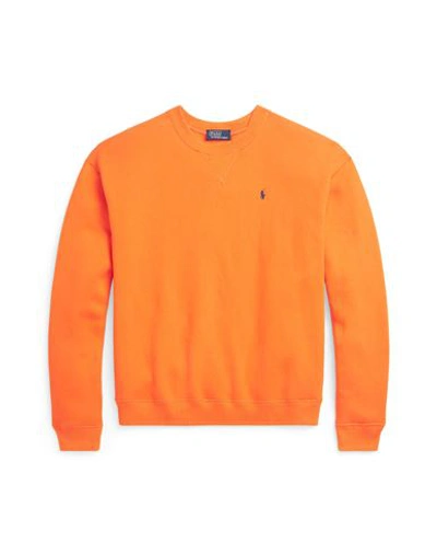 Polo Ralph Lauren Fleece Crewneck Sweatshirt Woman Sweatshirt Orange Size L Cotton, Polyester
