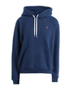 POLO RALPH LAUREN POLO RALPH LAUREN SHRUNKEN FIT FLEECE HOODIE WOMAN SWEATSHIRT NAVY BLUE SIZE L COTTON, POLYESTER