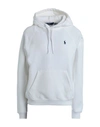 Polo Ralph Lauren Shrunken Fit Fleece Hoodie Woman Sweatshirt White Size M Cotton, Polyester