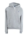 Polo Ralph Lauren Shrunken Fit Fleece Hoodie Woman Sweatshirt Grey Size M Cotton, Polyester