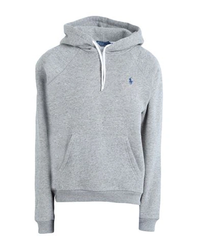 Polo Ralph Lauren Shrunken Fit Fleece Hoodie Woman Sweatshirt Grey Size Xs Cotton, Polyester In Grey