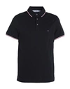 Tommy Hilfiger Man Polo Shirt Black Size L Cotton, Elastane