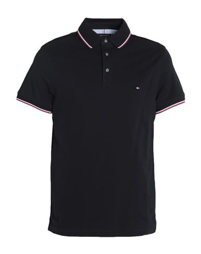 Tommy Hilfiger Man Polo Shirt Black Size L Cotton, Elastane