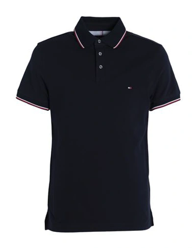 TOMMY HILFIGER TOMMY HILFIGER MAN POLO SHIRT NAVY SIZE S COTTON, ELASTANE