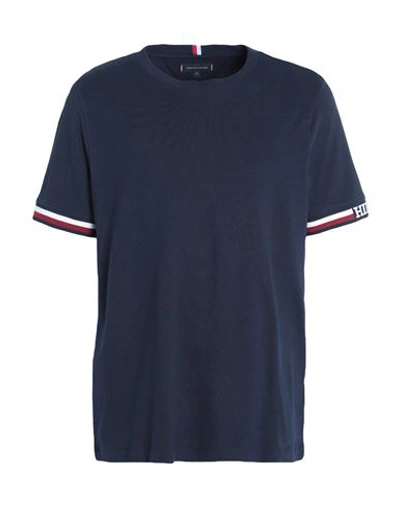 Tommy Hilfiger Man T-shirt Navy Size S Cotton, Viscose, Elastane In Navy Blue