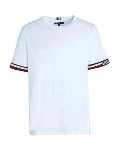 Tommy Hilfiger Man T-shirt White Size L Cotton, Viscose, Elastane