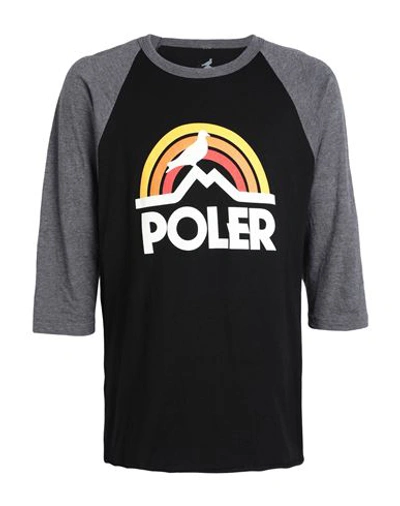 Poler Pigeon Rainbow Raglan T-shirt Man T-shirt Black Size L Cotton
