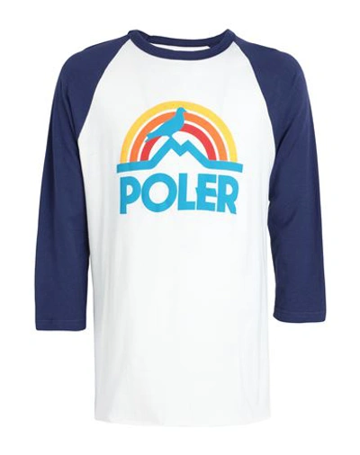 Poler Pigeon Rainbow Raglan T-shirt Man T-shirt Ivory Size Xl Cotton In White