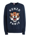 Kenzo Lucky Tiger Unisex Embroidered Oversized Sweatshirt In Navy Blue