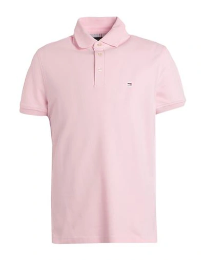 Tommy Hilfiger Man Polo Shirt Pink Size L Cotton, Elastane