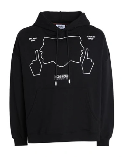 Gcds Man Sweatshirt Black Size Xl Cotton