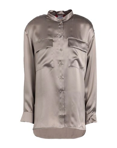 Max & Co . Livorno Woman Shirt Taupe Size 6 Silk In Grey