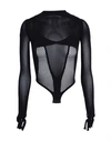 GCDS GCDS WOMAN BODYSUIT BLACK SIZE L POLYAMIDE, ELASTANE