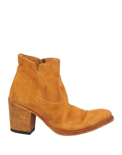 Pantanetti Woman Ankle Boots Ocher Size 7 Soft Leather In Yellow