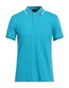 Peuterey Man Polo Shirt Azure Size M Cotton In Blue