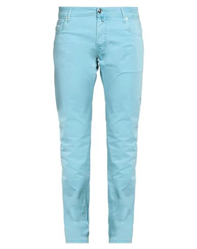 Jacob Cohёn Man Pants Sky Blue Size 33 Cotton, Elastane