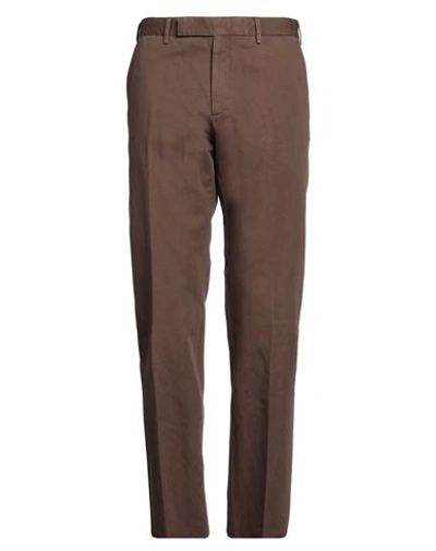 Zegna Man Pants Brown Size 36 Cotton, Linen