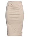 Emisphere Woman Midi Skirt Light Brown Size 4 Cotton, Elastane In Beige