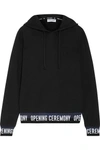 OPENING CEREMONY RIBBED KNIT-TRIMMED COTTON-JERSEY HOODED TOP