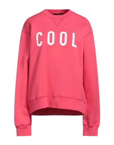 Dsquared2 Woman Sweatshirt Coral Size L Cotton, Elastane In Red