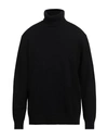 Kangra Cashmere Kangra Man Turtleneck Black Size 44 Merino Wool, Silk, Cashmere
