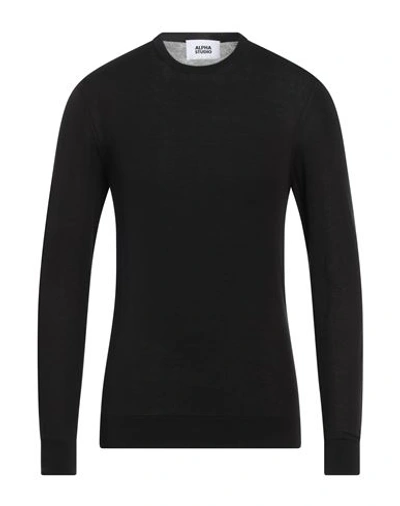 Alpha Studio Man Sweater Black Size 40 Cotton