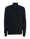 Polo Ralph Lauren Mesh-knit Cotton Quarter-zip Sweater Man Turtleneck Black Size L Cotton In Black