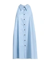 Tela Woman Midi Dress Light Blue Size 8 Cotton