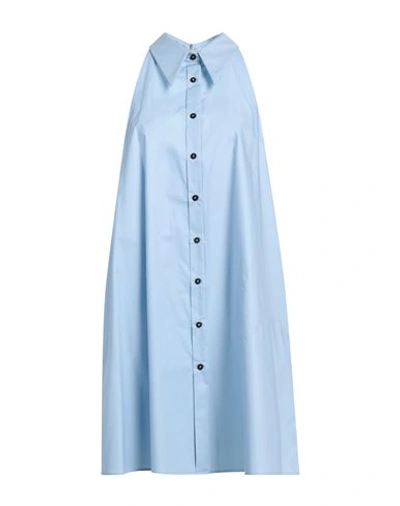 Tela Woman Midi Dress Light Blue Size 8 Cotton