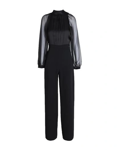 Max & Co Crepe-satin-chiffon Jumpsuit In Black