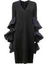 Ellery Woman Molotov Ruffled Satin-crepe Midi Dress Black In Black