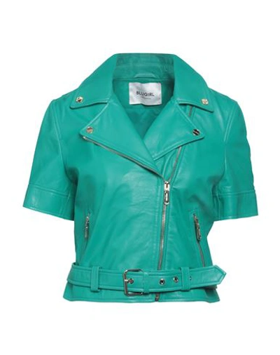 Blugirl Blumarine Woman Jacket Light Green Size 6 Lambskin