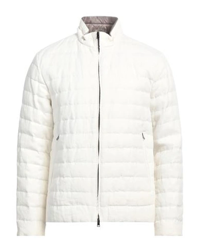 Herno Man Down Jacket Ivory Size 42 Polyamide In White