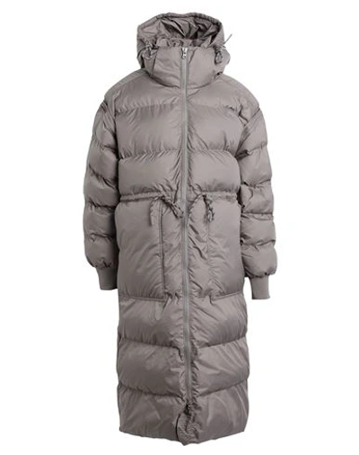 Adidas By Stella Mccartney Asmc Long Puffa Woman Down Jacket Khaki Size L Recycled Polyester In Beige