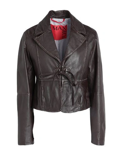 Max & Co . Woman Blazer Dark Brown Size 2 Leather