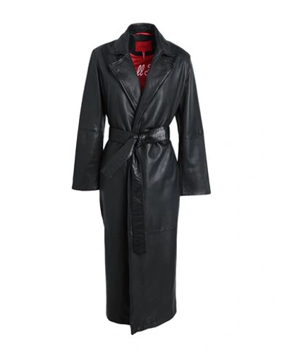 Max & Co . Kurt Woman Coat Black Size 8 Leather