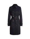 Ralph Lauren Double Breast Belt Tr 30" Lined Coat In Blue