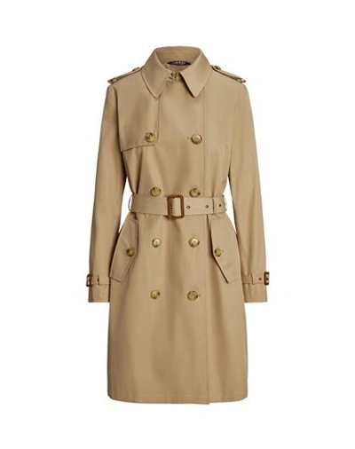 Lauren Ralph Lauren Double-breasted Cotton-blend Trench Coat Woman Overcoat & Trench Coat Sand Size In Beige